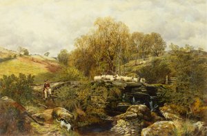 Bir Çoban ve Koyunları Derenin Yanında by John F. Tennant