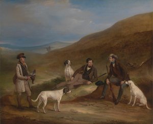 Edward Horner Reynard ve Kardeşi George Grouse, Oyun Bekçileri Tully Lamb ile Yorkshire, Middlesmoor'da Vuruyor
