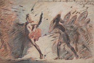 Kalkanıyla Hektor'dan Önce Gelen ve Yunanlıları Dağıtan Apollon, Fuseli'nin Dersleri by John Flaxman