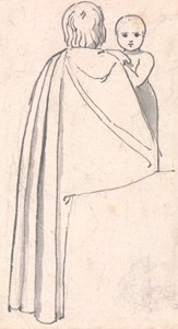 Omzunun Üzerinden Bakan Çocuğu Olan Bir Kadının Arkadan Görünümü by John Flaxman