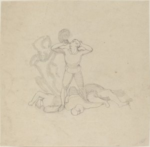 Cesetlerin Üzerinde Duran, Korna Üfleyen Figür by John Flaxman
