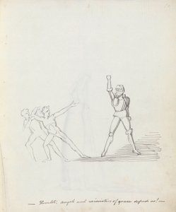 Hamlet. melekler ve lütuf bakanları bizi koruyor!, 1783 (kalem, mürekkep ve kağıt üzerinde yıkama) by John Flaxman