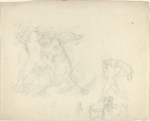 Bir Centaurla Savaşan Bir Adam da dahil olmak üzere Çalışma Sayfası by John Flaxman