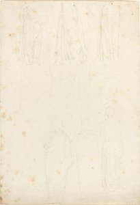 Pelerinli Figürler Çalışmaları Sayfası by John Flaxman