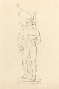 Bir Ağacın Önünde Çıplak Erkek Heykeli by John Flaxman