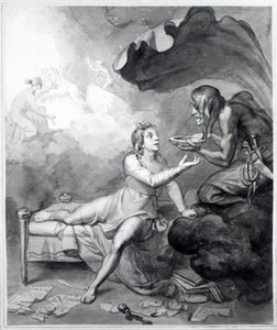 Thomas Chatterton, Umutsuzluktan bir kase zehir alır (kalem, mürekkep ve kağıt üzerinde yıkama) by John Flaxman
