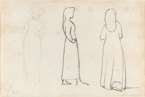 Ayakta Duran Bir Kadının Üç Çizimi by John Flaxman