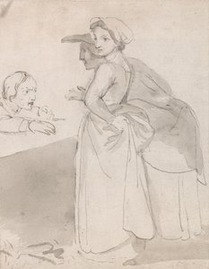 Tezgâhta Bir Adamla Konuşan İki Kadın by John Flaxman