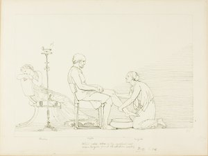 Ulysses, Penelope ve Euryclea by John Flaxman