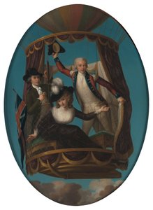 Yüzbaşı Vincenzo Lunardi, Yardımcısı George Biggin ve Bayan Letitia Anne Sage ile bir Balonda by John Francis Rigaud
