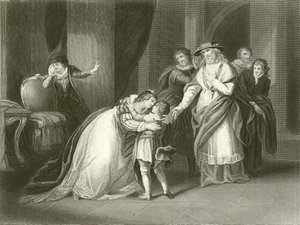 Edward IV Kraliçesi Elizabeth, oğlu York Dükü ile ayrılıyor by John Francis Rigaud