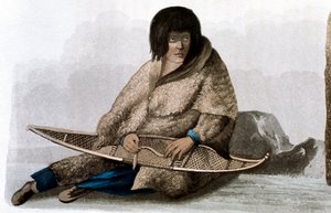Kar ayakkabısını tamir eden bakır Kızılderili kız, 1823
