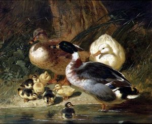 Ördekler ve Ördek Yavruları by John Frederick Herring Senior