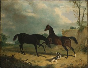 Ormanlık Bir Peyzajda Avcılar ve Bir İspanyol, 1835 by John Frederick Herring Senior