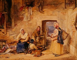 Newhaven Balıkçı Kadınlar, Edinburgh, c.1831-32 (kağıt üzerine suluboya) by John Frederick Lewis