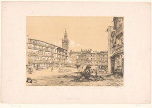 İspanya gezisinin eskizleri: Plaza de San Francisco, Sevilla Plaza de San Francisco, Sevilla (nesne üzerindeki başlık) by John Frederick Lewis