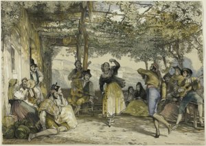 Bolero Dans Eden İspanyol Köylüler by John Frederick Lewis