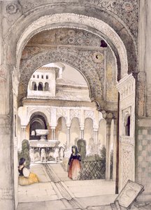 Aslanlar Çeşmesi, Abencerrajes Salonundan, 'Elhamra'nın Eskizleri ve Çizimleri'nden, William Gauci tarafından oyulmuş (fl.1825-54) by John Frederick Lewis