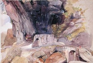 Dağ Geçidi (kalem ve gri mürekkep ve kağıt üzerine sulu boya) by John Frederick Lewis