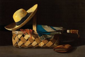 ""Pazar Sepeti, Şapka ve Şemsiye"" (Pazar Sepeti, Şapka ve Şemsiye) Natürmort - John Frederick Peto