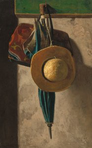 Hasır Şapka, Çanta ve Şemsiye, c.1900 (tuval tahtasından aktarılmış kumaş üzeri yağlı boya)