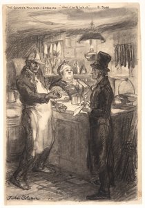 "Bu fatura nedir? Bakmam için bana ver." by John French Sloan