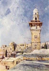 Tapınak Alanının Kuzey Batı Köşesinde Bir Minare (renkli taş) by John Fulleylove