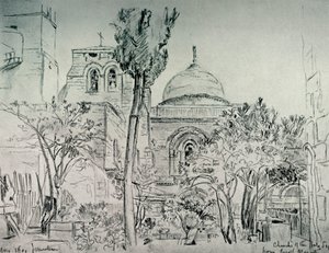 Rum Manastırı Bahçesinden Kutsal Kabir Kilisesi, 1902. by John Fulleylove