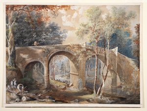 Fingle Bridge, Dartmoor'daki oduncular by John Gendall