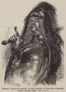 Armado, Hector için silahlanmış, Dokuz Değerliler Yarışmasında, Love's Labour's Lost, Act V Scene I by John Gilbert