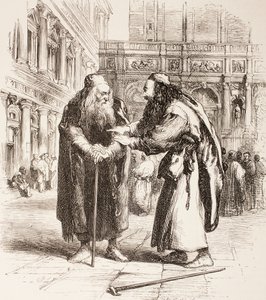Venedik Taciri için İllüstrasyon, Shylock ve Tubal sokakta buluşuyor, III. Perde, Sahne I, 