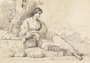 Bir İtalyan Manzarasında Uzanan Kadın Figürü by John Hamilton Mortimer