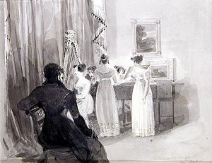 Müzikli Bir Akşam (kağıt üzerine mürekkep) by John Harden