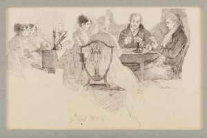 Bir Akşam Eğlencesi, 1804 (kağıt üzerinde kalem ve mürekkep) by John Harden