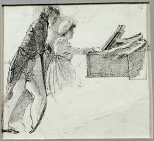 Piyanoda (kağıt üzerine mürekkep) by John Harden