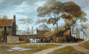 Calton Hill, Edinburgh - Kayıt Evi (kağıt üzerine suluboya) by John Harden
