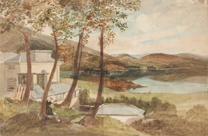 Hall ve Windermere, Lake District, Cumbria (kağıt üzerinde wc) by John Harden