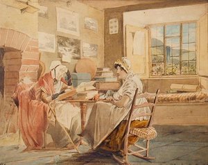 İç, Brathay Hall (kağıt üzerine sulu boya) by John Harden