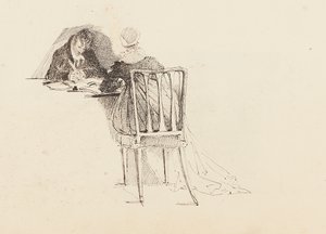 Bir masada oturan kadın ve erkek, 1805