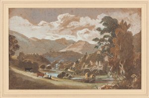 Skelwith, Lake District, Cumbria (kağıt üzerinde wc) by John Harden