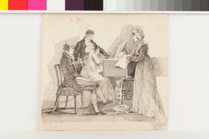Konser, 25 Eylül 1805 (kağıt üzerine kalem ve mürekkep) by John Harden