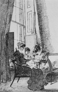 Gürcü Evinde Üç Kadın, 24 Mayıs 1823 (kağıt üzerine kalem ve mürekkep) by John Harden