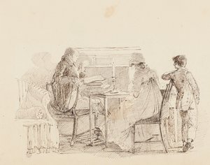 Şöminenin yanında üç, 1805 by John Harden