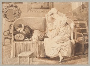 Kanepede üç, 1805 (kağıt üzerinde wc) by John Harden
