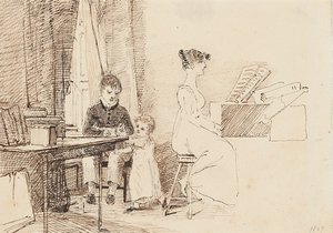 Piyano başında iki çocuk ve bir kadın, 1807 by John Harden