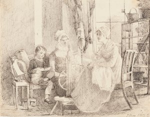 Çıkrıktaki kadınlar ve oyuncak tekneli bir çocuk, 1807