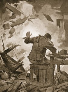 Bombardier French, telefon ettiği odadan bir top mermisi geldikten sonra mesajını bitiriyor (lito) by John Harris Valda