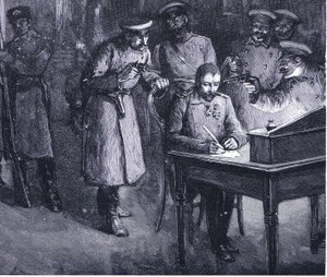 Prens Alexander tahttan feragatini imzalıyor 1886, Hutchinsons Uluslar Tarihi