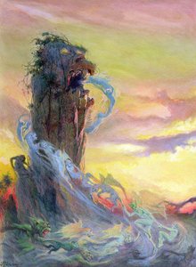 Böylece Tüm İyi ve Kötü Düşünceler Eve Yatağa Gitti (kağıt üzerinde tuvalet ve pastel boya) by John Harris Valda