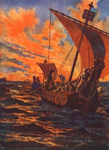 Vikinglerin Dönüşü (renkli taş baskı) by John Harris Valda